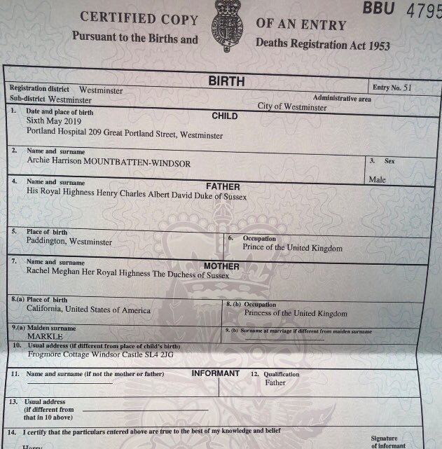 archie birth certificate